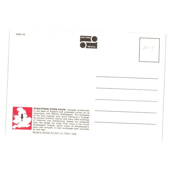 Vintage John Hinde Postcard Stratford Upon Avon Bridge Street Unused England - Picture 2 of 2